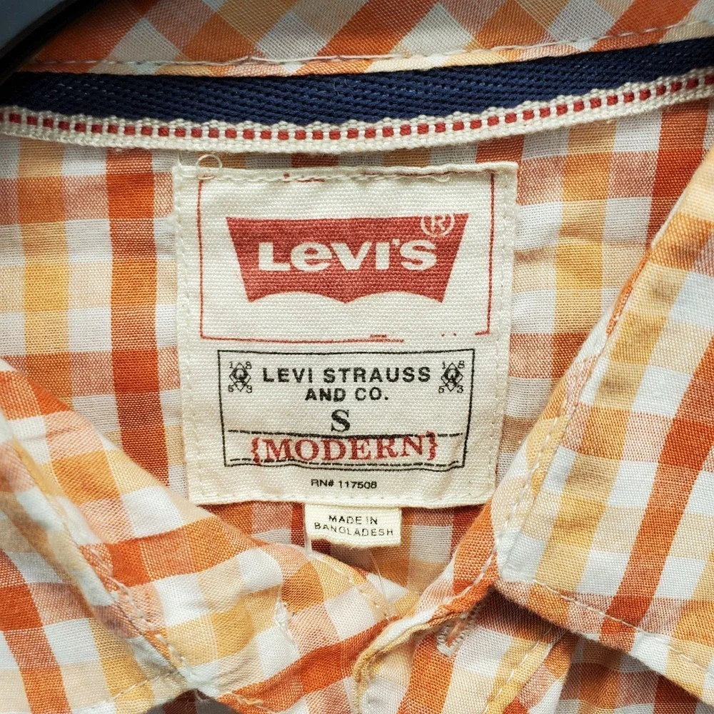 Lot of 2 Levi's Western Pearl Snap Shirt Mens Small Multi Gingham Modern Fit